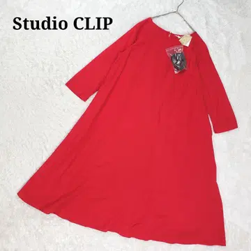 새상품 StudioCLIP 린넨 벨트 턱 롱 원피스 레드