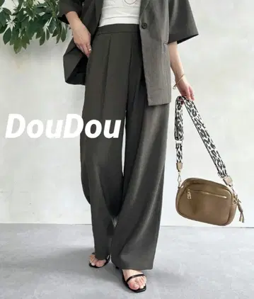 [택 포함 새상품] DouDou 멜란지 슬라브 와이드 팬츠