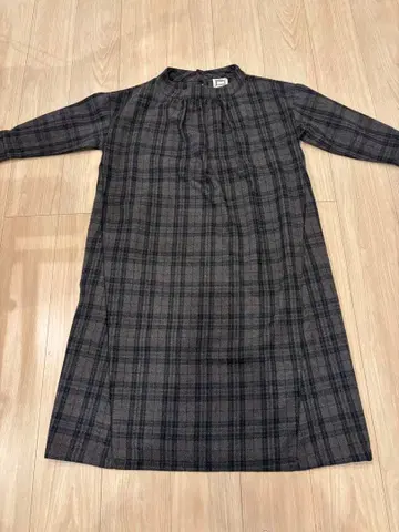 ciel 르쉘 그레이 계열 체크 무늬 긴팔 원피스
