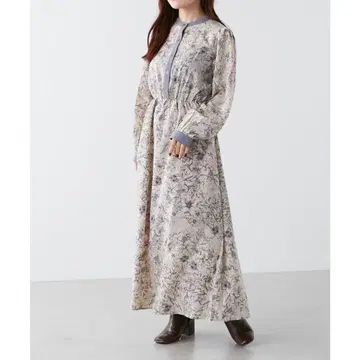 NICE CLAUP 배색 모듬 패턴 원피스