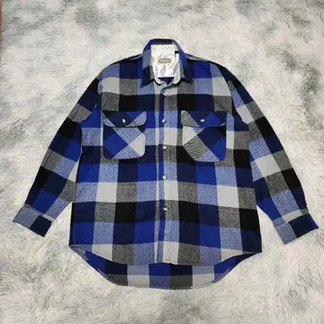 Vintage 두꺼운 버팔로 체크 셔츠 블록 체크 셔츠 헤비