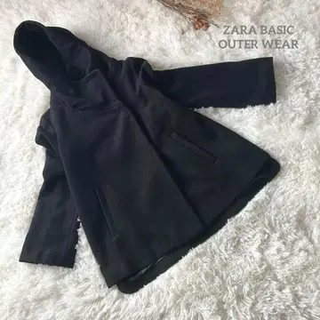 자라 베이직*새상품급 코트 후드 숏 기장 트렌드 블랙 무지 멋쟁이