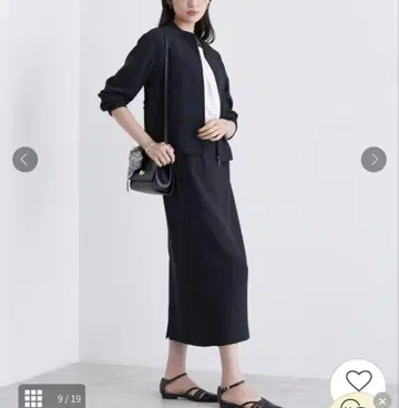 [새상품급] 인디비 노카라 블루종 타이트 스커트 셋업