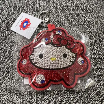 오사카 만박 키티 키라키라 가죽 키링