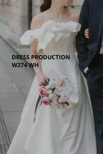 드레스 프로덕션 오프숄더 A라인 드레스 화이트 (W274WH)