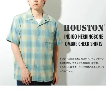 houston 휴스턴 인디고 헤링본 트윌 옴브레 체크 셔츠