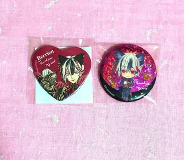 악마 집사와 검은 고양이 난자 B상 하트 캔 홀로그램 캔뱃지 벨리안 세트