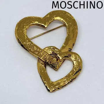 MOSCHINO 모스키노 골드 하트 로고 브로치