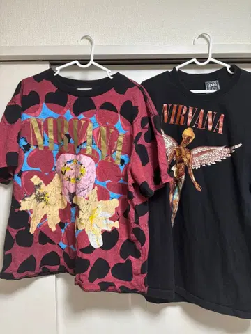 NIRVANA 닐바나 하트 셰이프드 박스 올 패턴 티셔츠