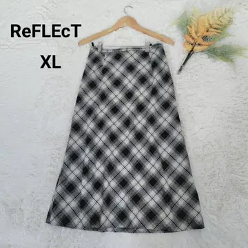 리플렉트 롱 플레어 스커트(XL) 울 혼방 체크 무늬