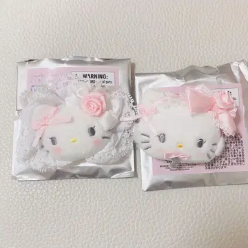 산리오 화이트 프릴 헤어 클립 키티 챠미키티
