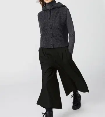와플 니트 후디드 베스트 유니클로 UNIQLO 다크 그레이 xl