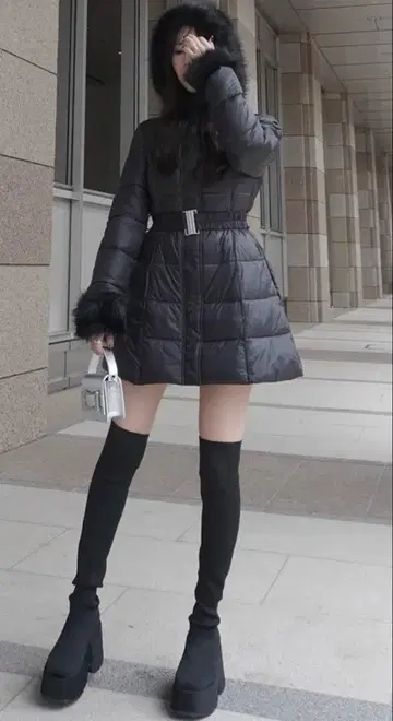 스트레치 니트 통굽 롱 부츠 [zr1194] GRL