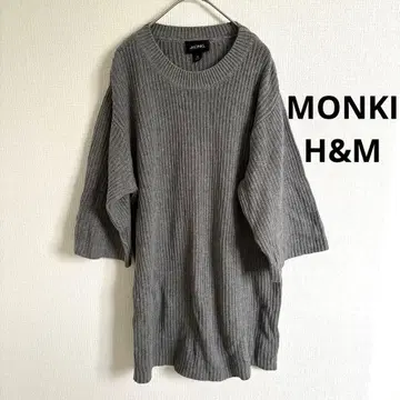 MONKI H&M 그레이 니트 원피스 XS 7부 소매 상의