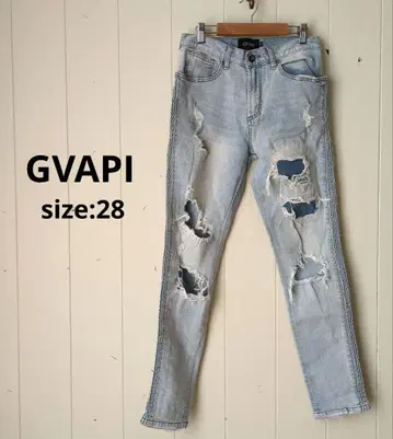 구아피 GVAPI 데미지 데님 남성용 28 라이트 블루