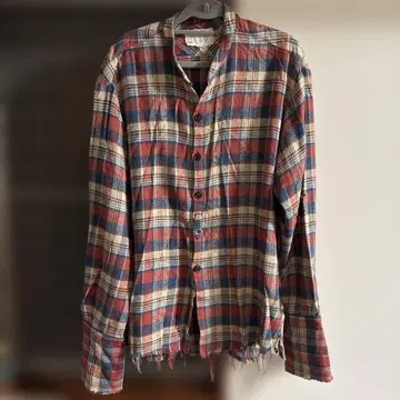 그렉 로렌 플란넬 셔츠 빨파 체크 무늬