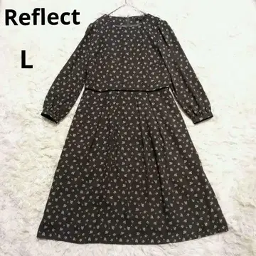 Reflect 꽃무늬 긴팔 롱 원피스 그레이 L 사이즈 깔끔한