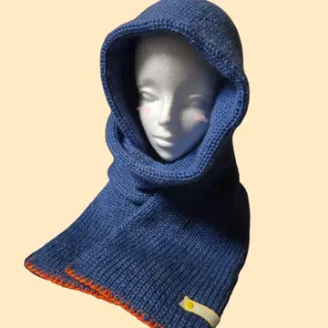 손뜨개질 머플러 블루 x 오렌지