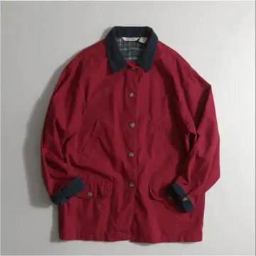 90s 빈티지 빅 사이즈 자켓 옷깃 코듀로이 레드