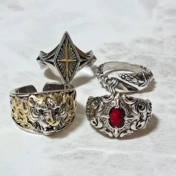 실버 925 남성용 반지 묶음 판매 프리 사이즈