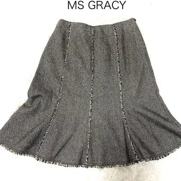 M's GRACY 울 플레어 스커트 트위드 그레이 38