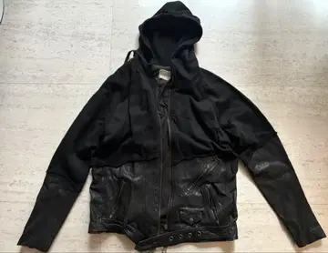 Greg Lauren 후디드 가죽 x 맨투맨 자켓 사이즈 2