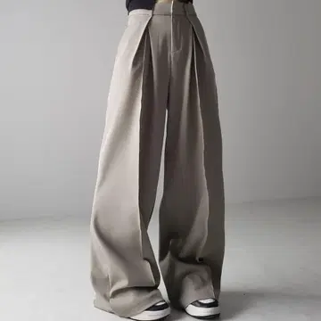 더블 턱 헤비 와이드 슬랙스 팬츠
