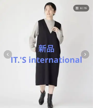 I.T.'S international 울 오버롤 스커트 블랙