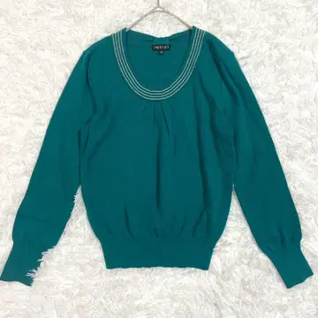INDIVI 인디비 긴팔 U넥 니트 M 38 일본제 틸
