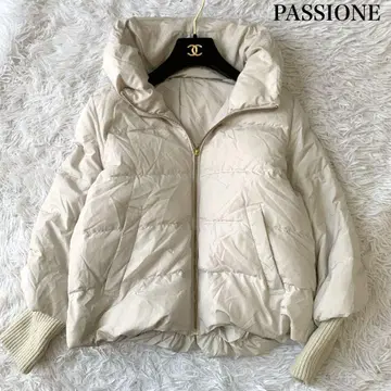 PASSIONE 소매 리브 다운 자켓 38 사이즈 아이보리 숏