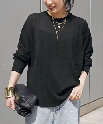 EVERYDAY I LIKE. New 시어 와플 T셔츠 블랙 AP