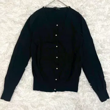 그린 라벨 릴랙싱 긴팔 가디건 펄 버튼 블랙 L U넥