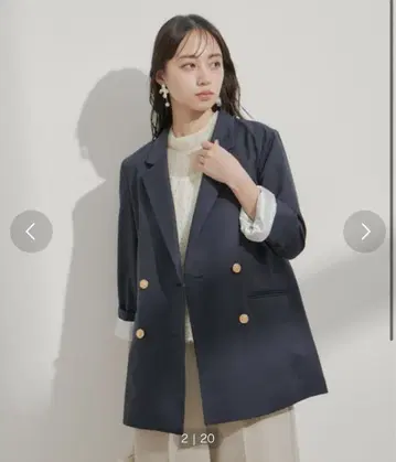 VIS 더블 테일러드 자켓 네이비 S
