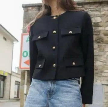 ZARA 라운드넥 피케 블레이저