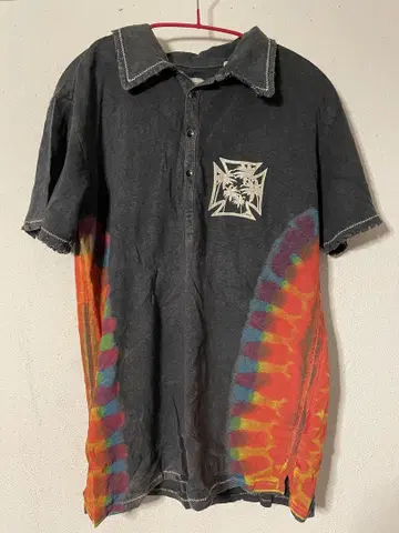 그레이 타이 다이 반팔 피케 셔츠 야자수