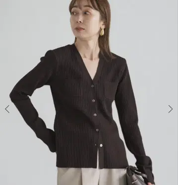 NOBLE 내로우 와이드 리브 V 가디건