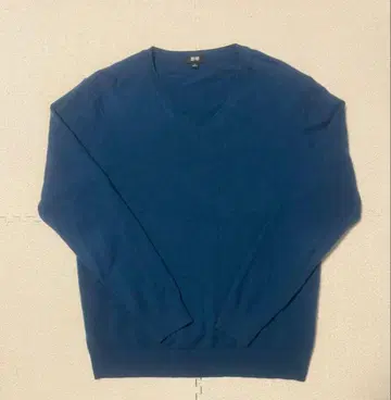 [새상품급] UNIQLO 캐시미어 100% 니트 V넥 블루 사이즈 L