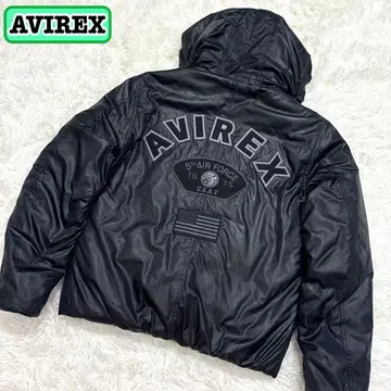 AVIREX 아비렉스 충전솜 나일론 자켓 M 아치 로고 블랙