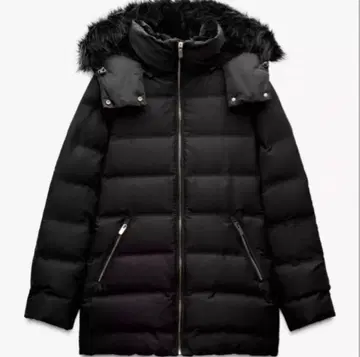 ZARA 세미롱 후드 부착 다운 자켓 M