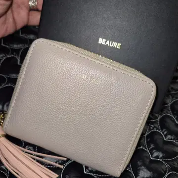 새상품급 Beaure 비유레 이단 접이식 지갑 핑크 베이지