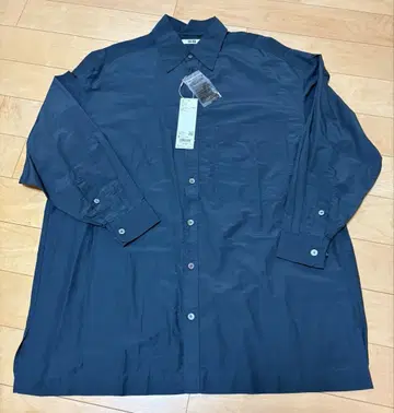 UNIQLO U 오버 사이즈 롱 셔츠 다크 그린 S 택 포함 미사용