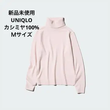 미사용 새상품 유니클로 캐시미어 터틀넥 스웨터 핑크 M