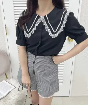 [ apres jour ] 펄+프릴 빅 칼라 블라우스