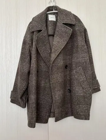 Spick&Span W 슬라이버 체크 하프 코트
