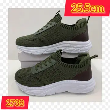 25.5cm 남성용 새상품 발볼 넓은 메쉬 슬립온 스니커즈 카키