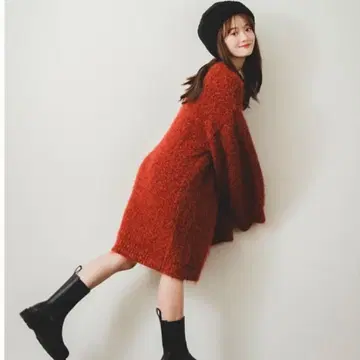 PINUE MIX얀 니트 원피스 레드