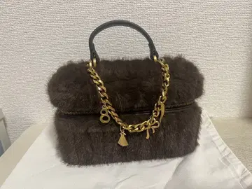 브라운 퍼 백 골드 체인