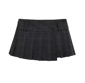 미니 플리츠 스커트 여성용 체크 무늬