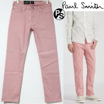 새상품 PS 폴스미스 컬러 스트레치 데님 L (허리 82) 핑크 계열