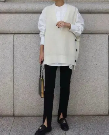 machatt 사이드 버튼 니트 베스트